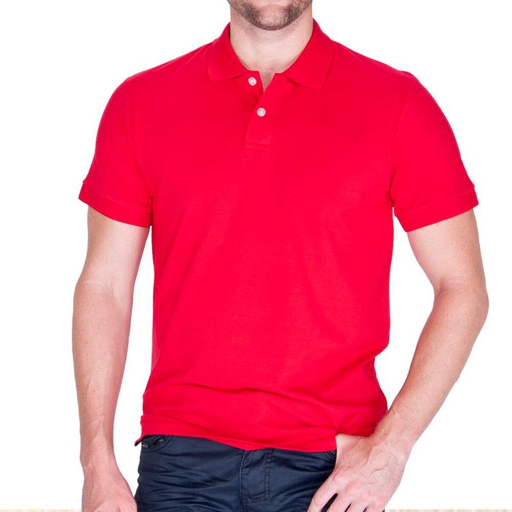 Men's Polo Shirt Casual Cotton Blend Short Sleeve Jersey T-Shirt Red